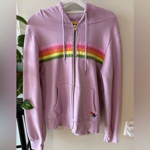 Aviator Nation Lavender Hoodie with Rainbow Accents- Size L